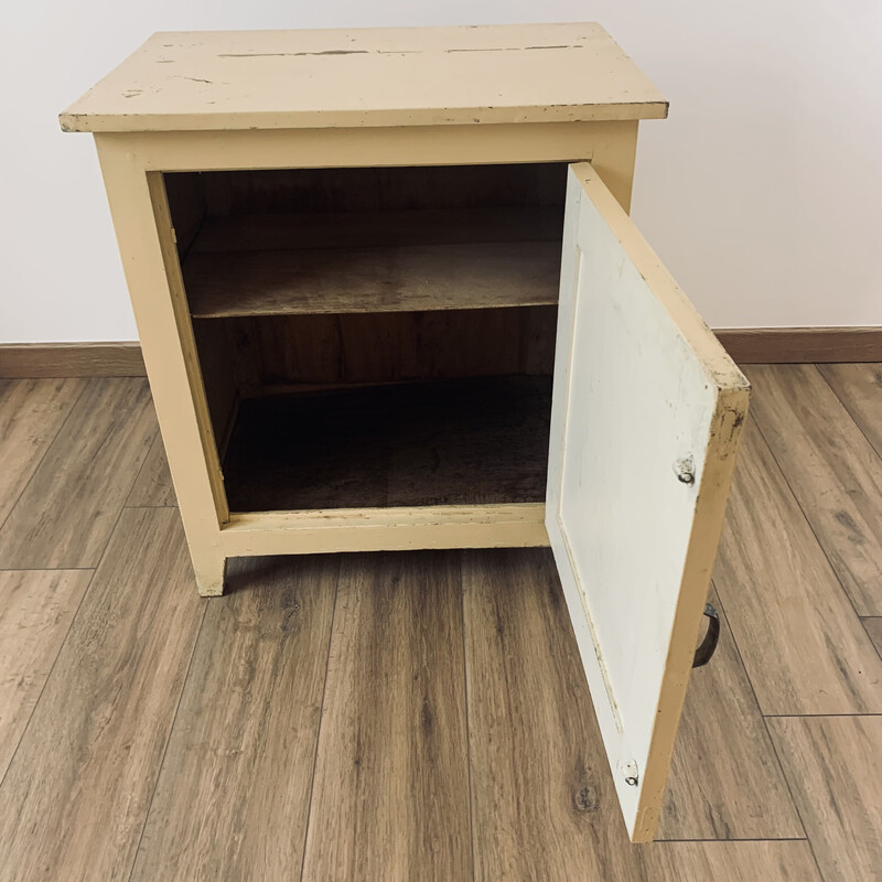 Vintage cream wood storage cabinet