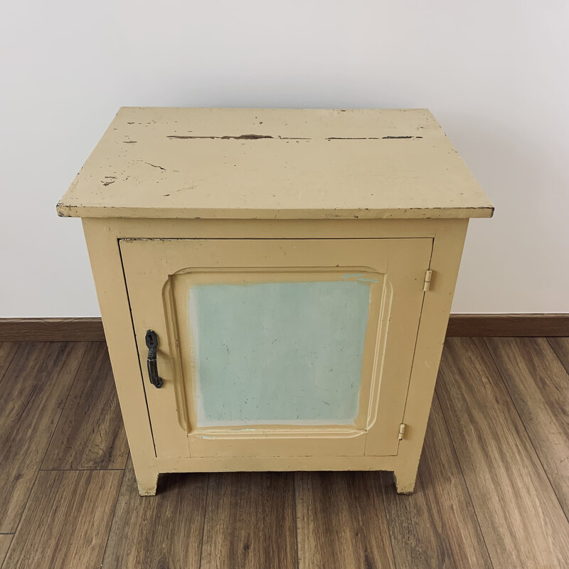 Vintage cream wood storage cabinet