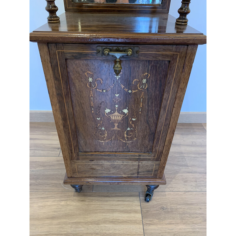 Vintage wooden side cabinet on 4 wheels