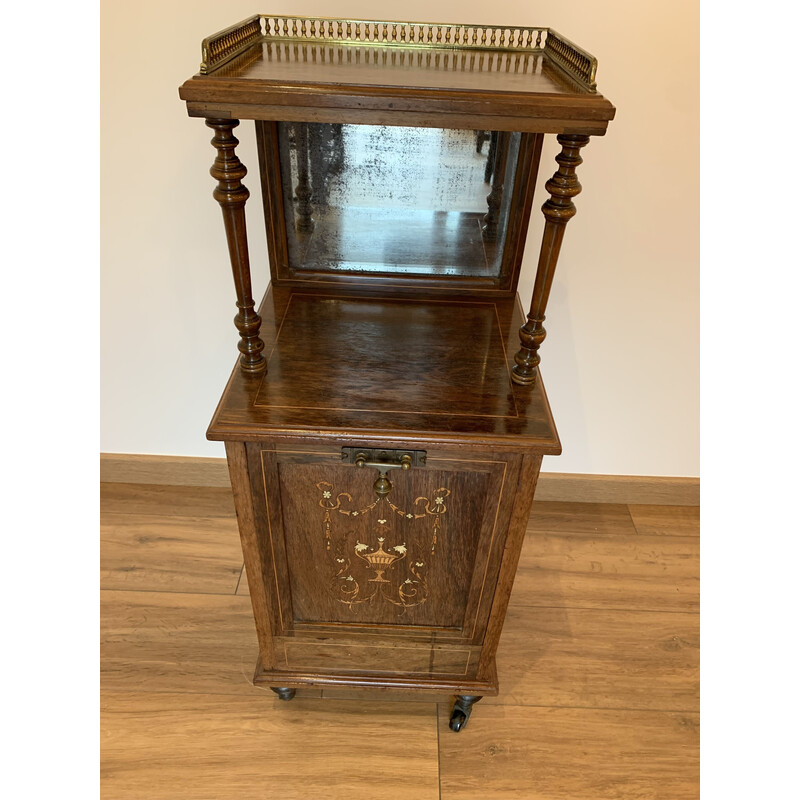 Vintage wooden side cabinet on 4 wheels