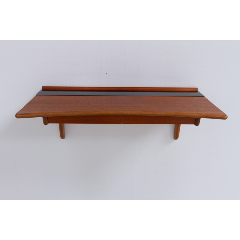 Vintage teak floating console, Denmark 1950