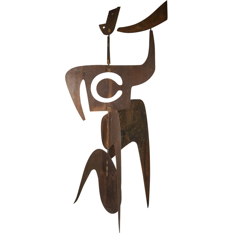 Vintage sculpture "Bugler la trompette" in corten metal