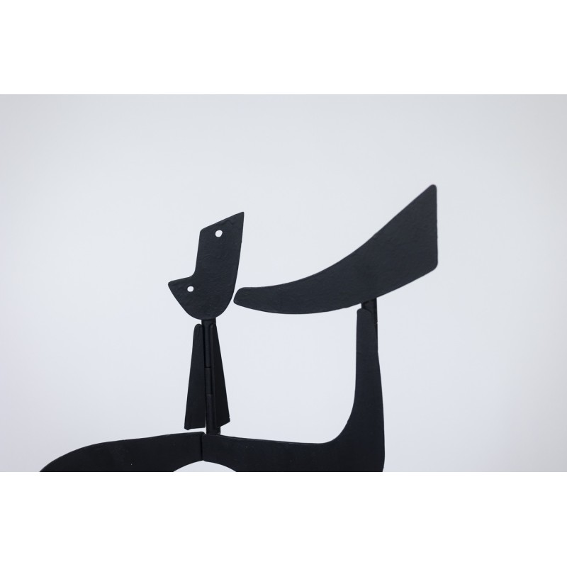 Sculpture à poser vintage "Bugler la trompette" en métal laqué noir