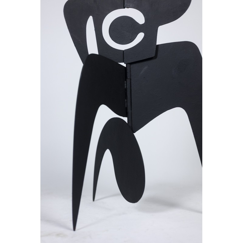 Vintage sculpture "Bugler la trompette" in black lacquered metal