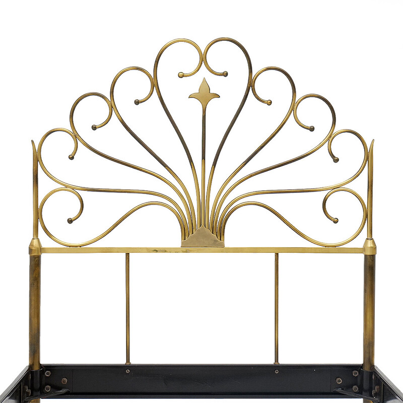 Vintage metal and brass bed, Italy 1950