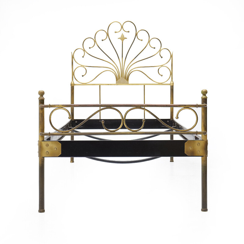 Vintage metal and brass bed, Italy 1950