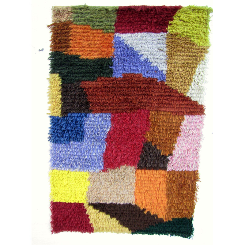 High decorative multicolour wall carpet - 1970s
