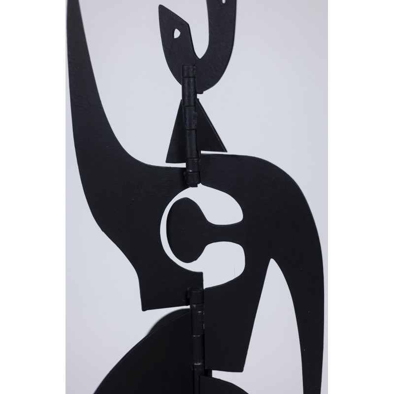 Escultura vintage "Jouve" de metal lacado negro