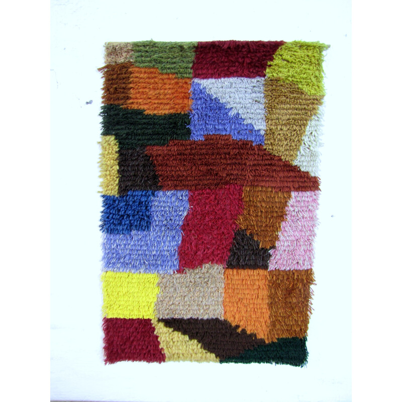 High decorative multicolour wall carpet - 1970s