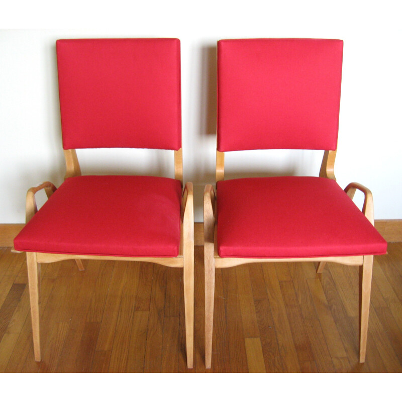 Vintage red fabric chair - 1950s