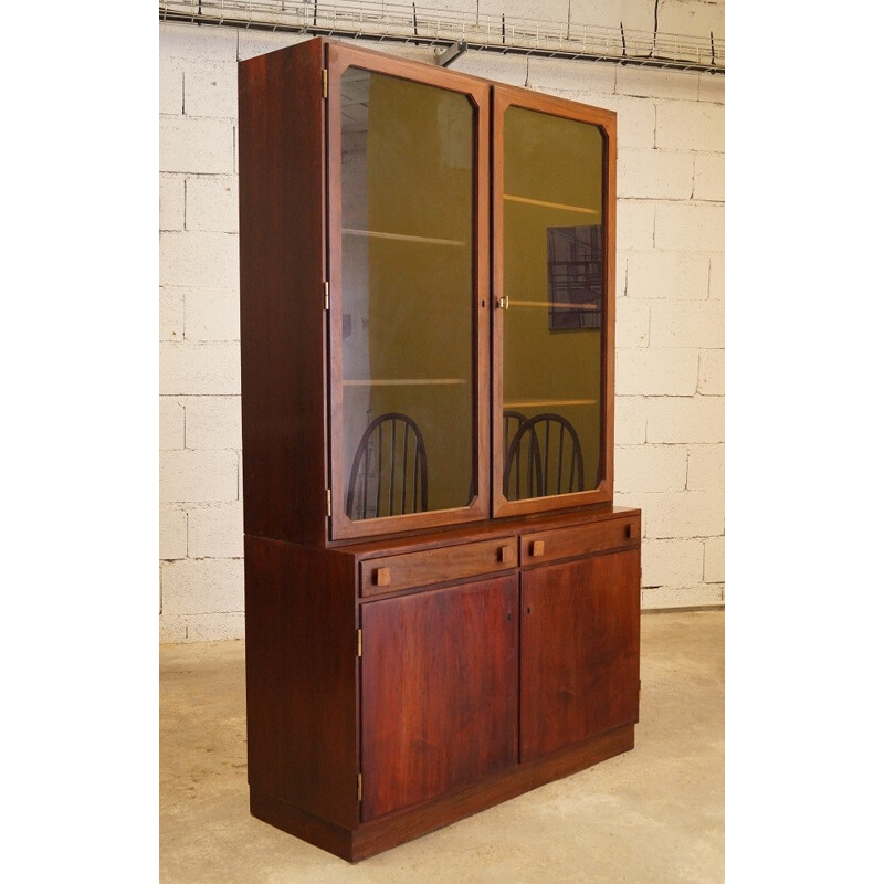 Scandinavian teak and glass bookcase - 1960s