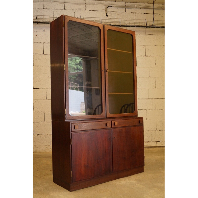 Scandinavian teak and glass bookcase - 1960s