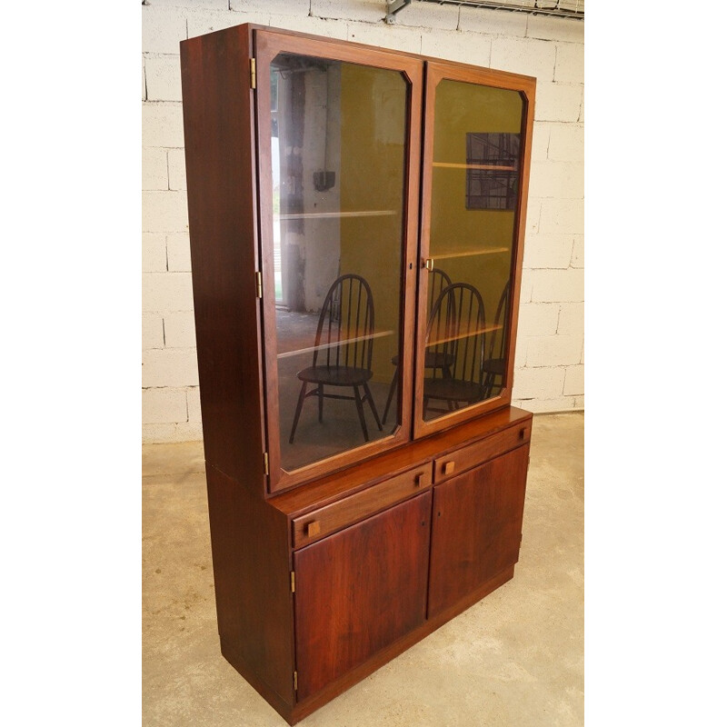 Scandinavian teak and glass bookcase - 1960s