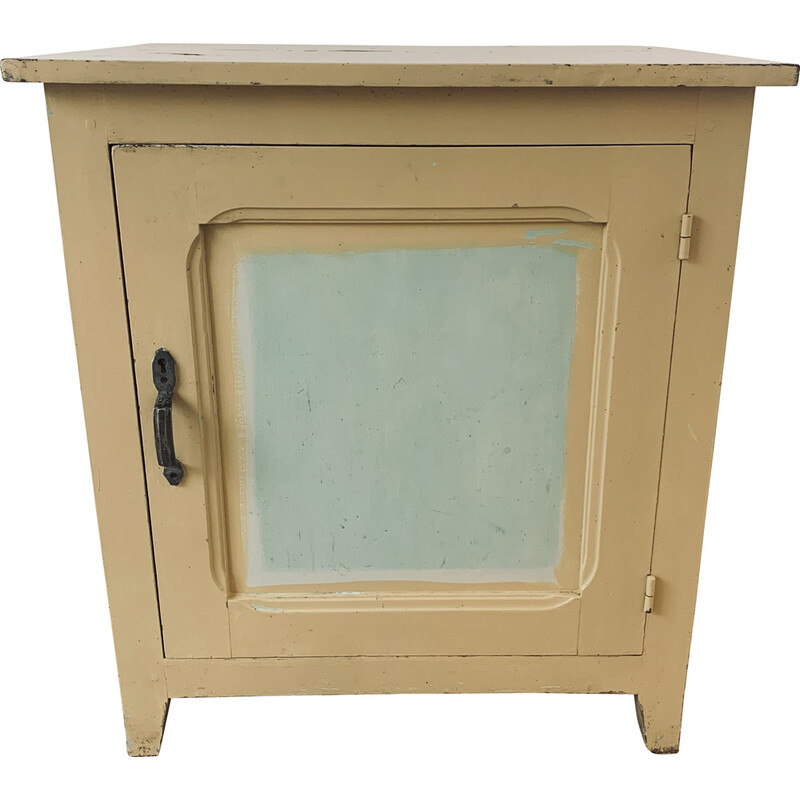 Vintage cream wood storage cabinet