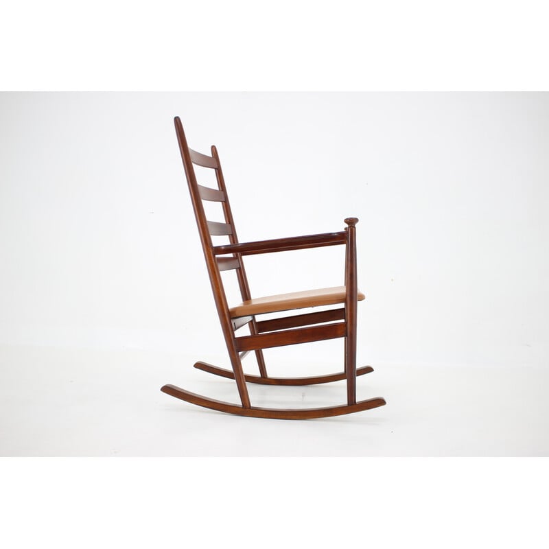 Vintage beech rocking chair by Niels Eilersen, Denmark 1960