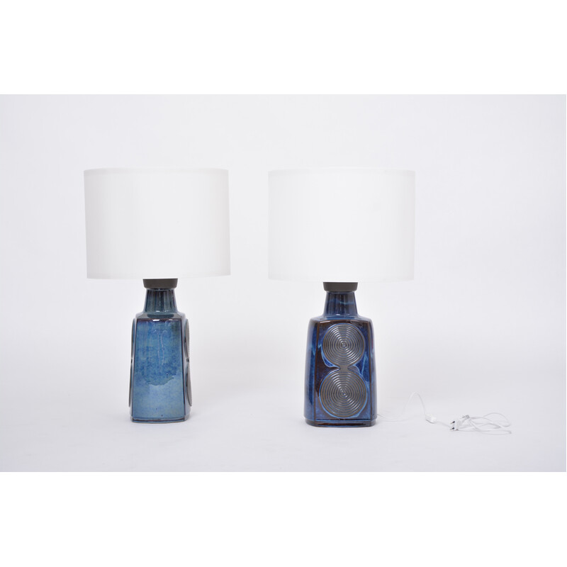 Paire de lampes de table vintage bleu modèle 3461 par Einar Johansen pour Soholm, Danemark 1960