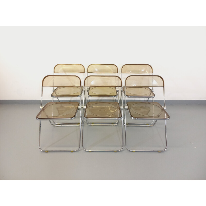 Set of 6 vintage folding chairs by Giancarlo Piretti for Castelli, Italy 1970