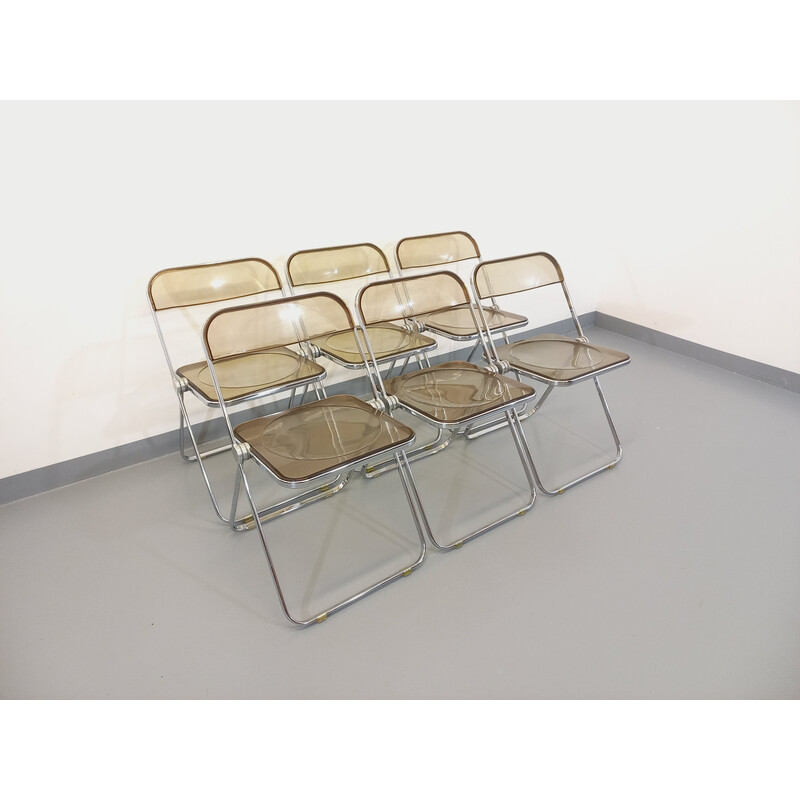 Set of 6 vintage folding chairs by Giancarlo Piretti for Castelli, Italy 1970