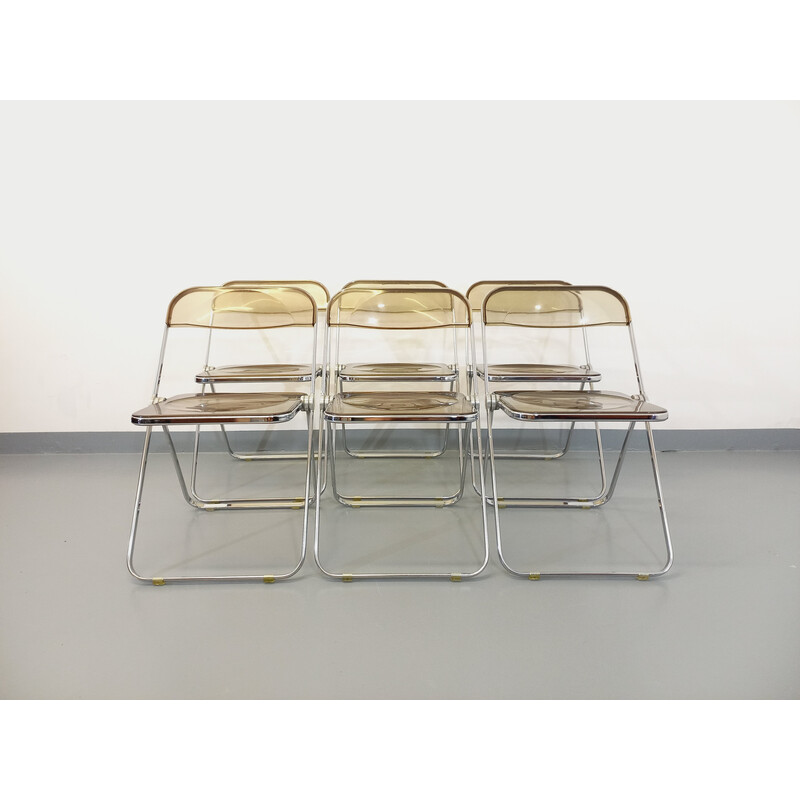 Set of 6 vintage folding chairs by Giancarlo Piretti for Castelli, Italy 1970
