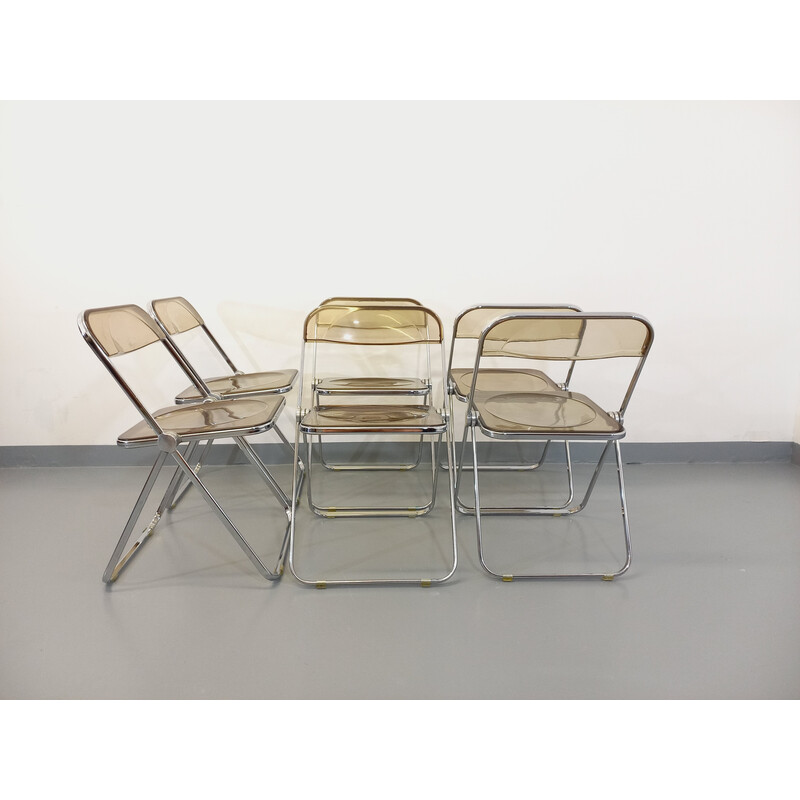 Set of 6 vintage folding chairs by Giancarlo Piretti for Castelli, Italy 1970