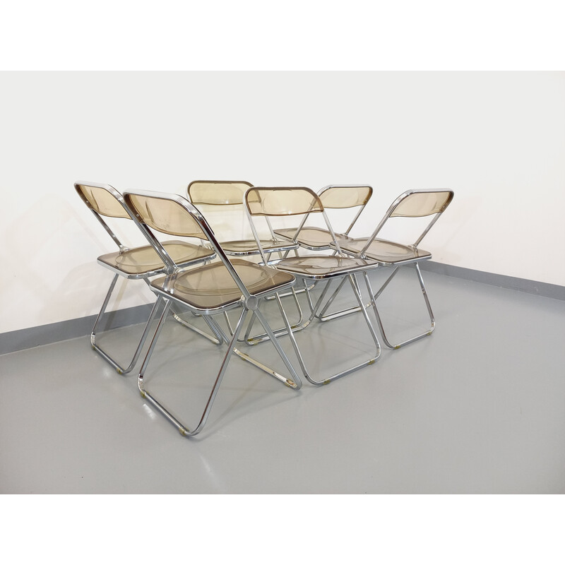 Set of 6 vintage folding chairs by Giancarlo Piretti for Castelli, Italy 1970