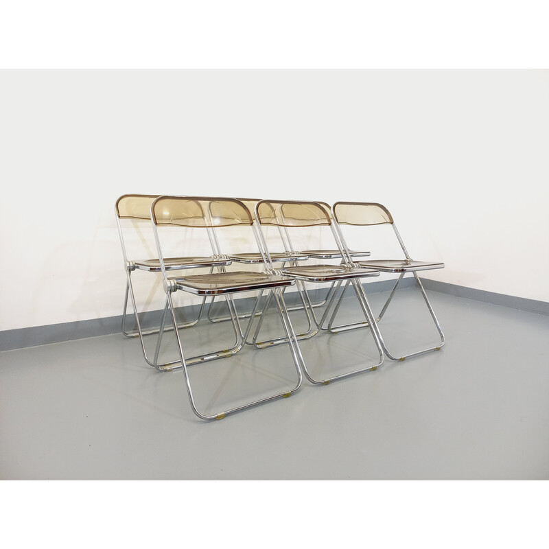 Set of 6 vintage folding chairs by Giancarlo Piretti for Castelli, Italy 1970