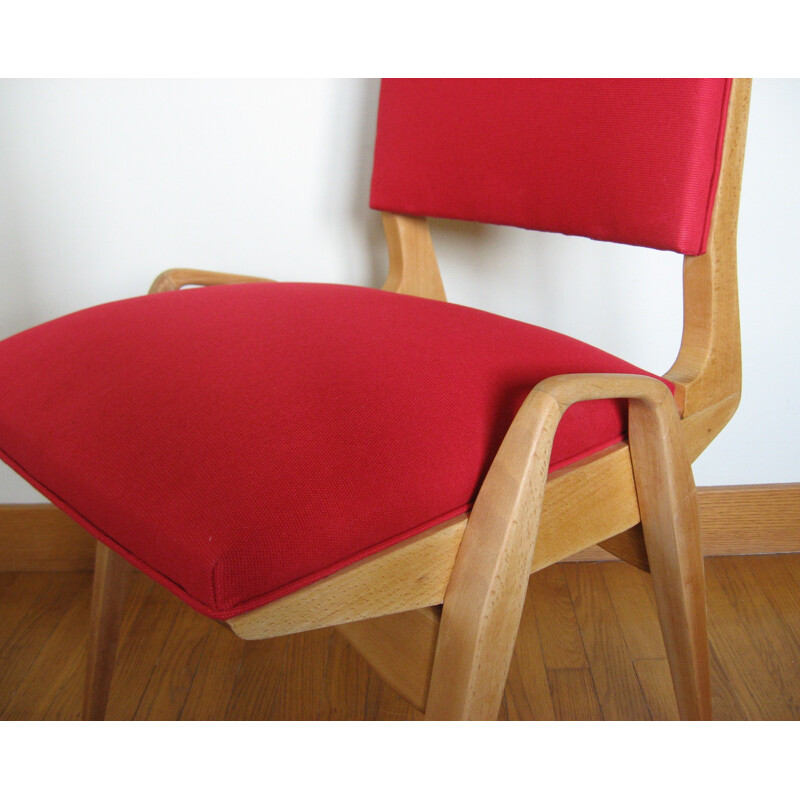 Vintage red fabric chair - 1950s