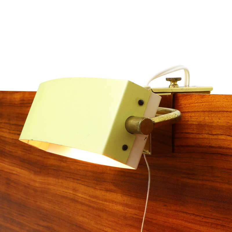 Yellow white bedside clamp light by Jacques Biny for Lita France - 1950s