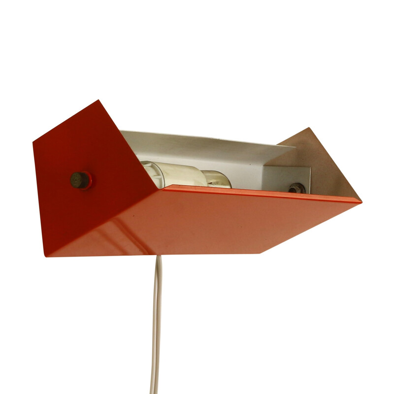 Minimalistic orange red bedside wall light - 1960s 