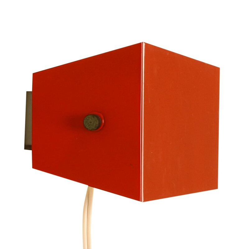 Minimalistic orange red bedside wall light - 1960s 