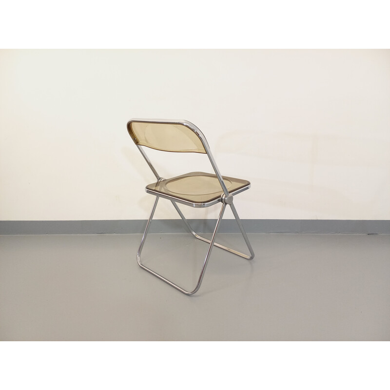 Vintage Plia folding chair in chrome and Plexiglas by Giancarlo Piretti for Castelli, 1970