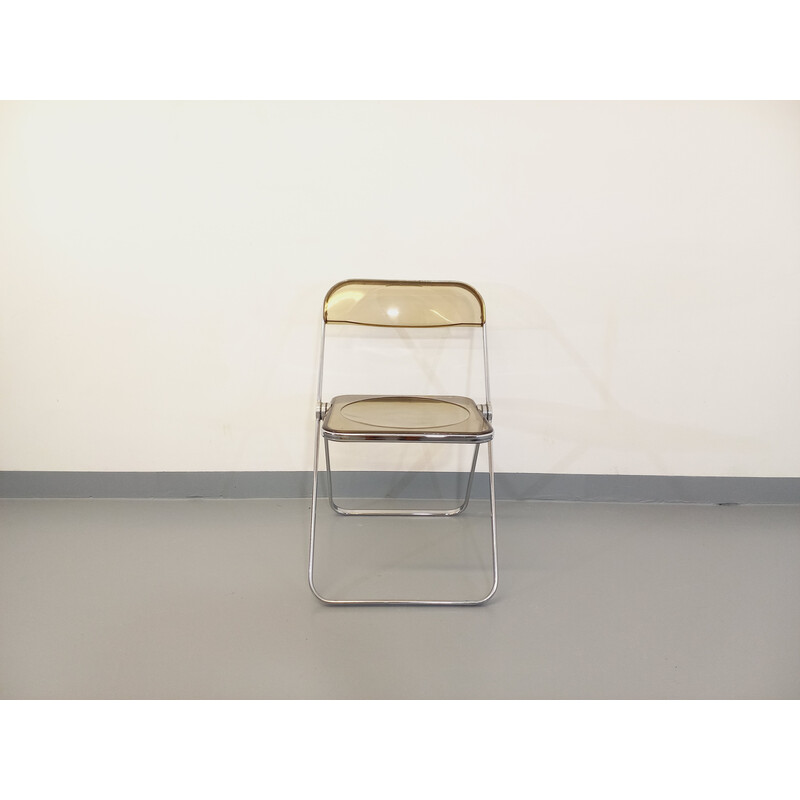 Vintage Plia folding chair in chrome and Plexiglas by Giancarlo Piretti for Castelli, 1970