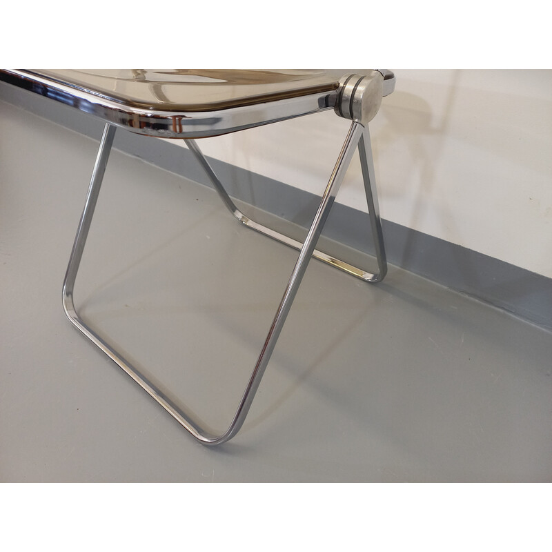 Vintage Plia folding chair in chrome and Plexiglas by Giancarlo Piretti for Castelli, 1970