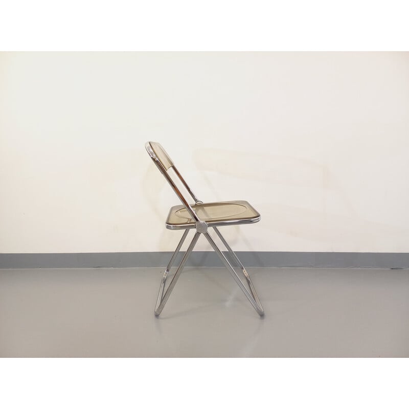 Vintage Plia folding chair in chrome and Plexiglas by Giancarlo Piretti for Castelli, 1970