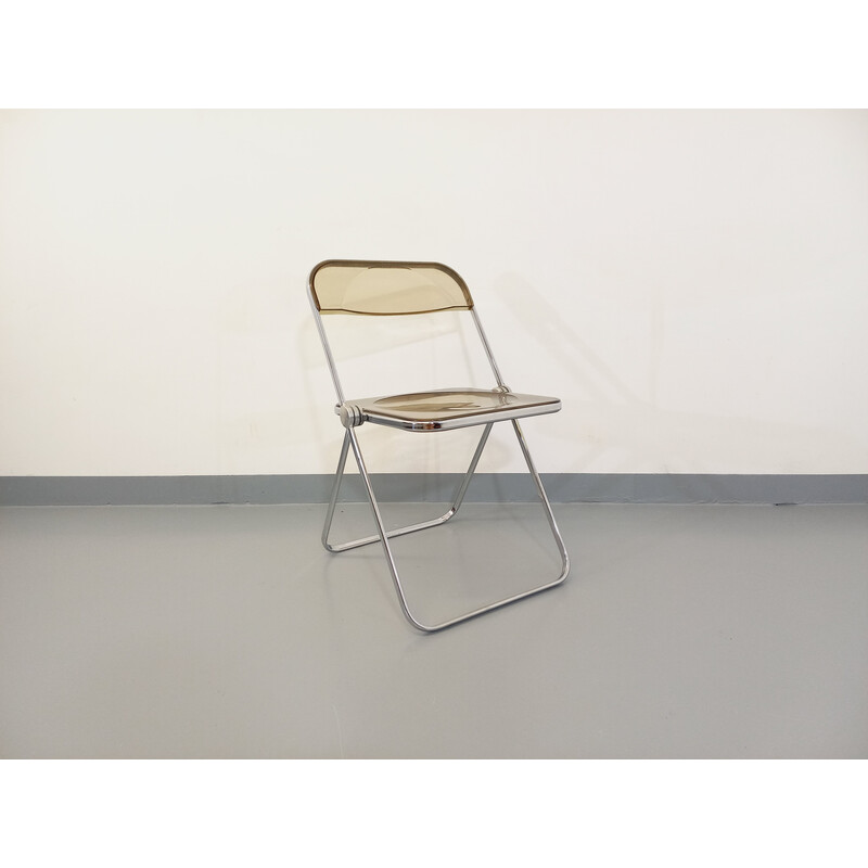 Vintage Plia folding chair in chrome and Plexiglas by Giancarlo Piretti for Castelli, 1970