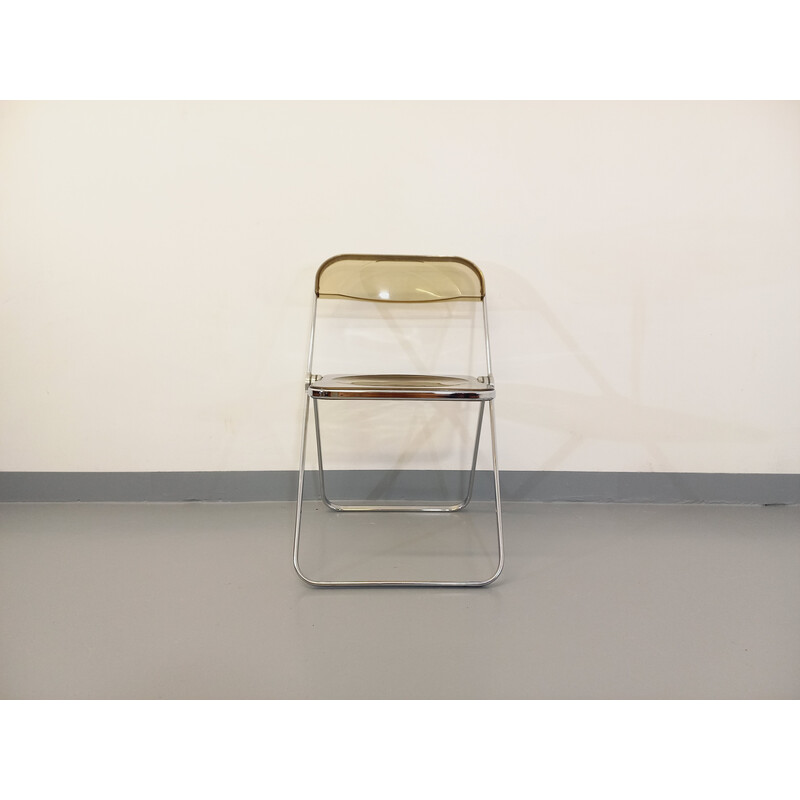 Vintage Plia folding chair in chrome and Plexiglas by Giancarlo Piretti for Castelli, 1970