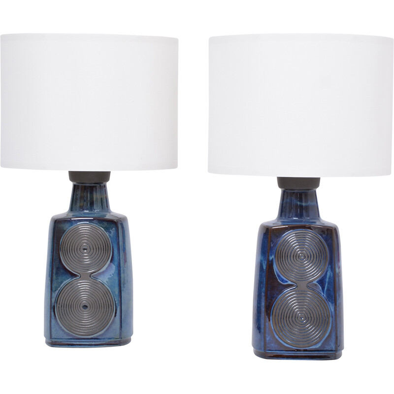 Pair of vintage blue model 3461 table lamps by Einar Johansen for Soholm, Denmark 1960