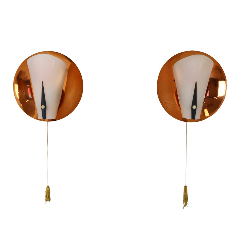 Set of two copper wall lights - 1950s