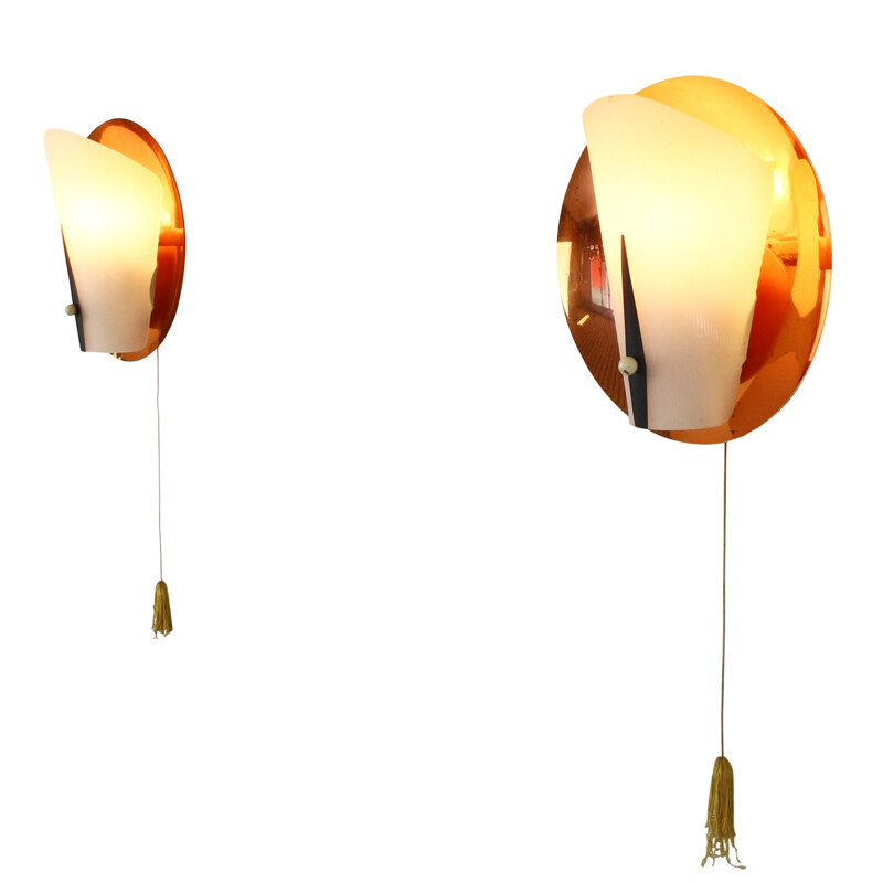 Set of two copper wall lights - 1950s