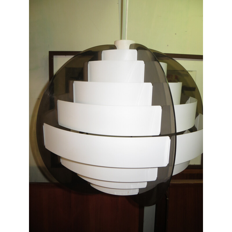 Plexiglass ball shaped pendant lamp by Morten Gotlter - 1970s