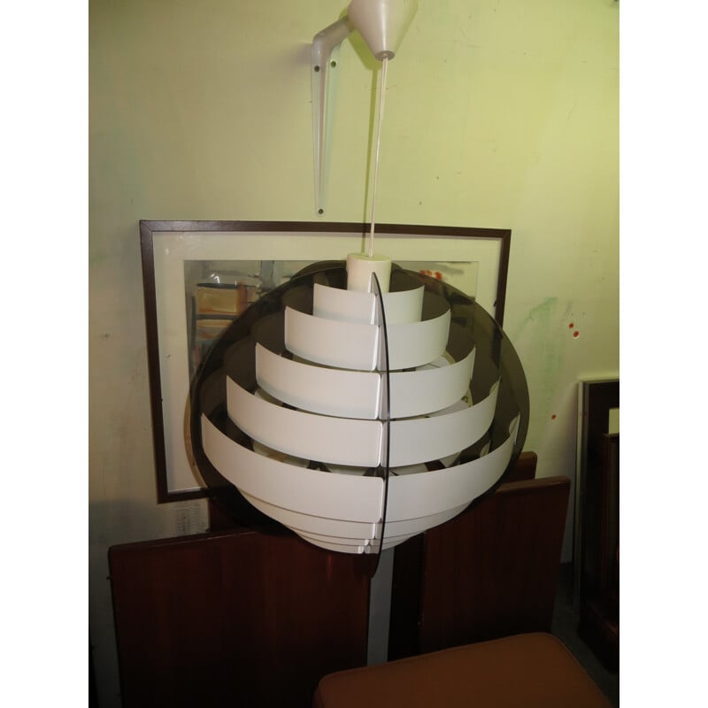 Plexiglass ball shaped pendant lamp by Morten Gotlter - 1970s
