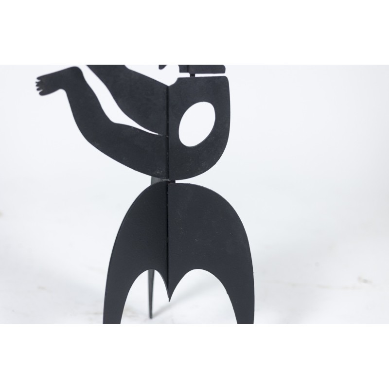 Vintage Tischskulptur "Eva" aus schwarz lackiertem Metall