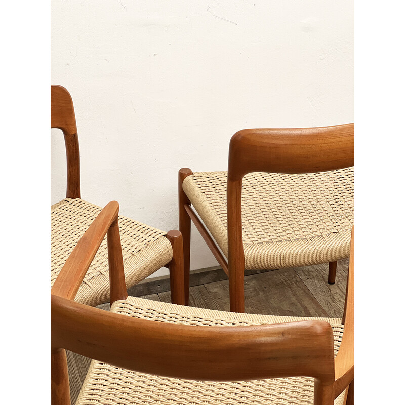 Lot de 6 chaises vintage en teck par Niels O. Møller pour J. l. Moller, Danemark