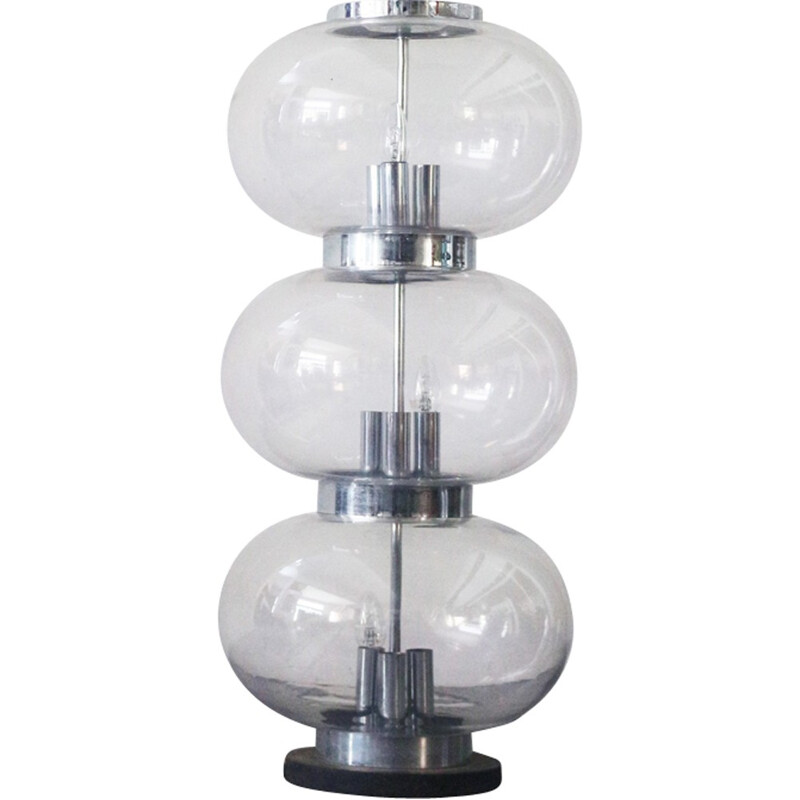 Vintage lamp van glas en metaal, 1970