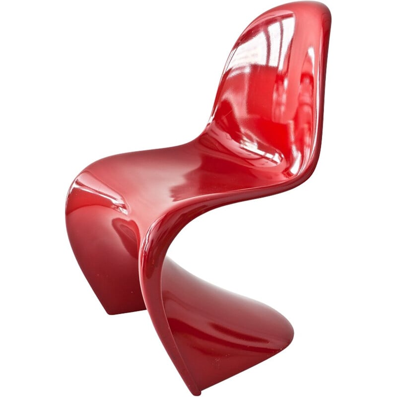 Chaise danoise laquée rouge en polyester de Verner Panton - 1970s