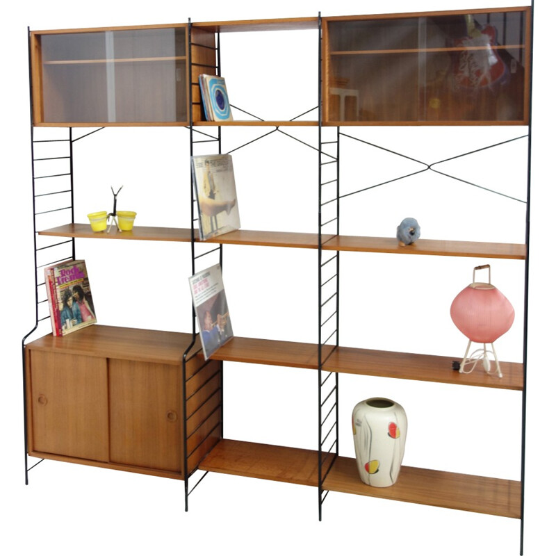 Large WHB wall unit in wood and metal - 1960s