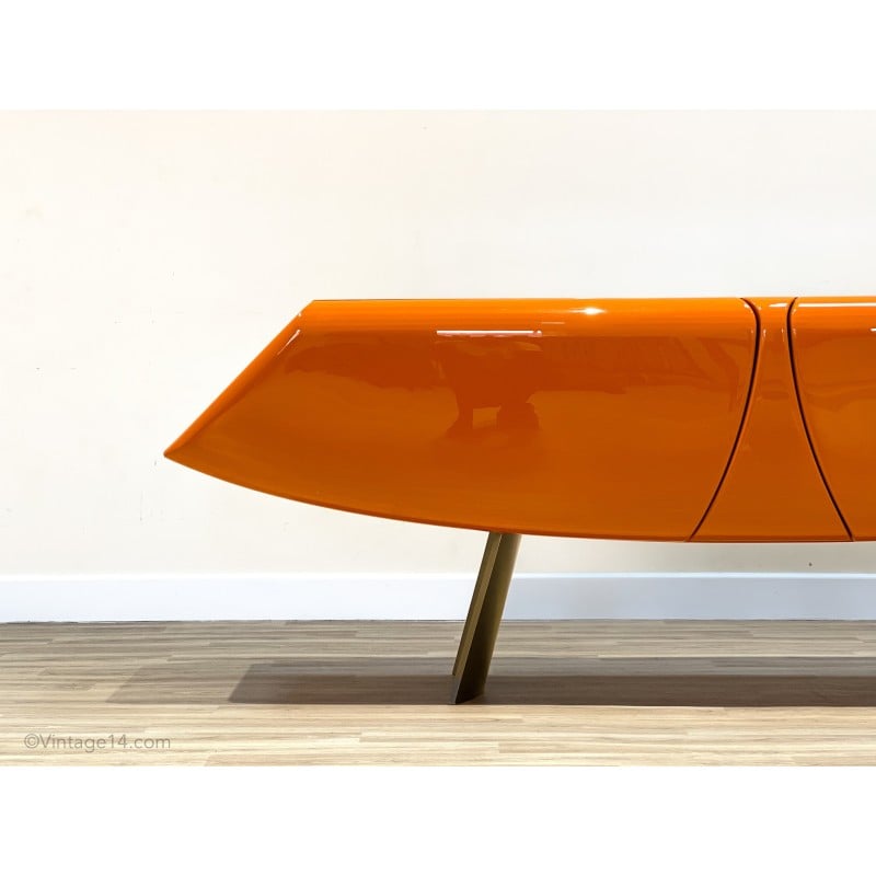 Vintage butterfly lowboard in lacquered plywood by René Bouchara for Roche Bobbois