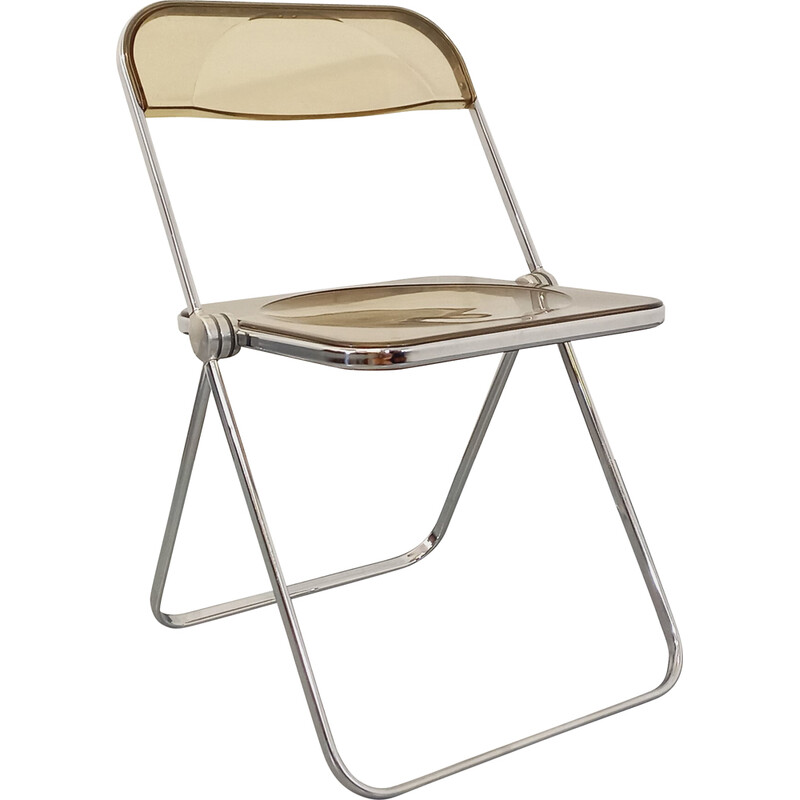 Vintage Plia folding chair in chrome and Plexiglas by Giancarlo Piretti for Castelli, 1970