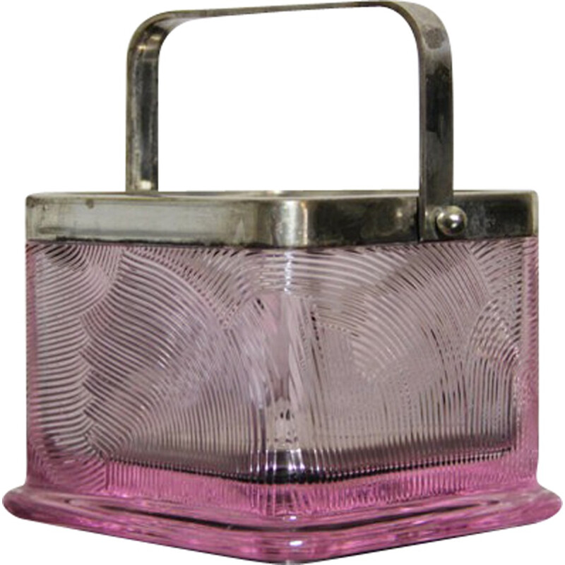 Pink crystal glass ice bucket by Sergio Asti for Arnolfo Di Cambio - 1960s