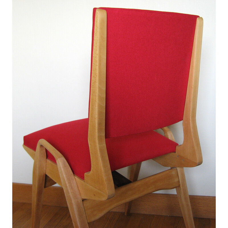 Vintage red fabric chair - 1950s